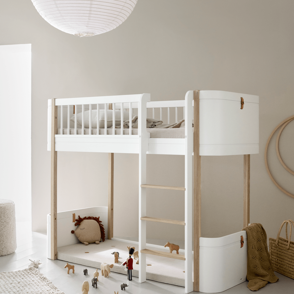 Mini+ Low Loft Bed - White/Oak – Loft Beds for children, available at Learning Bugs UK