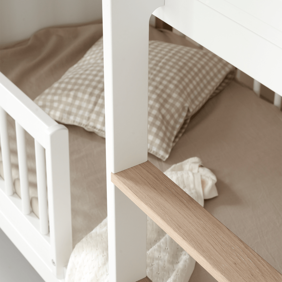 Mini+ Low Bunk Bed - White/Oak – Bunk Beds for children, available at Learning Bugs UK