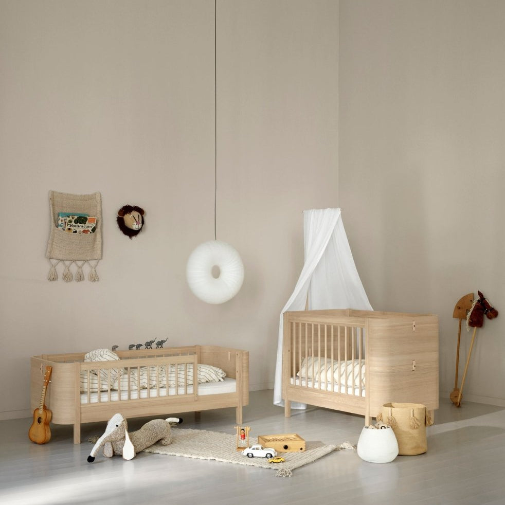 Mini+ Cot Bed Incl. Junior Kit - Oak (0-9 Years) – Cot Beds for children, available at Learning Bugs UK