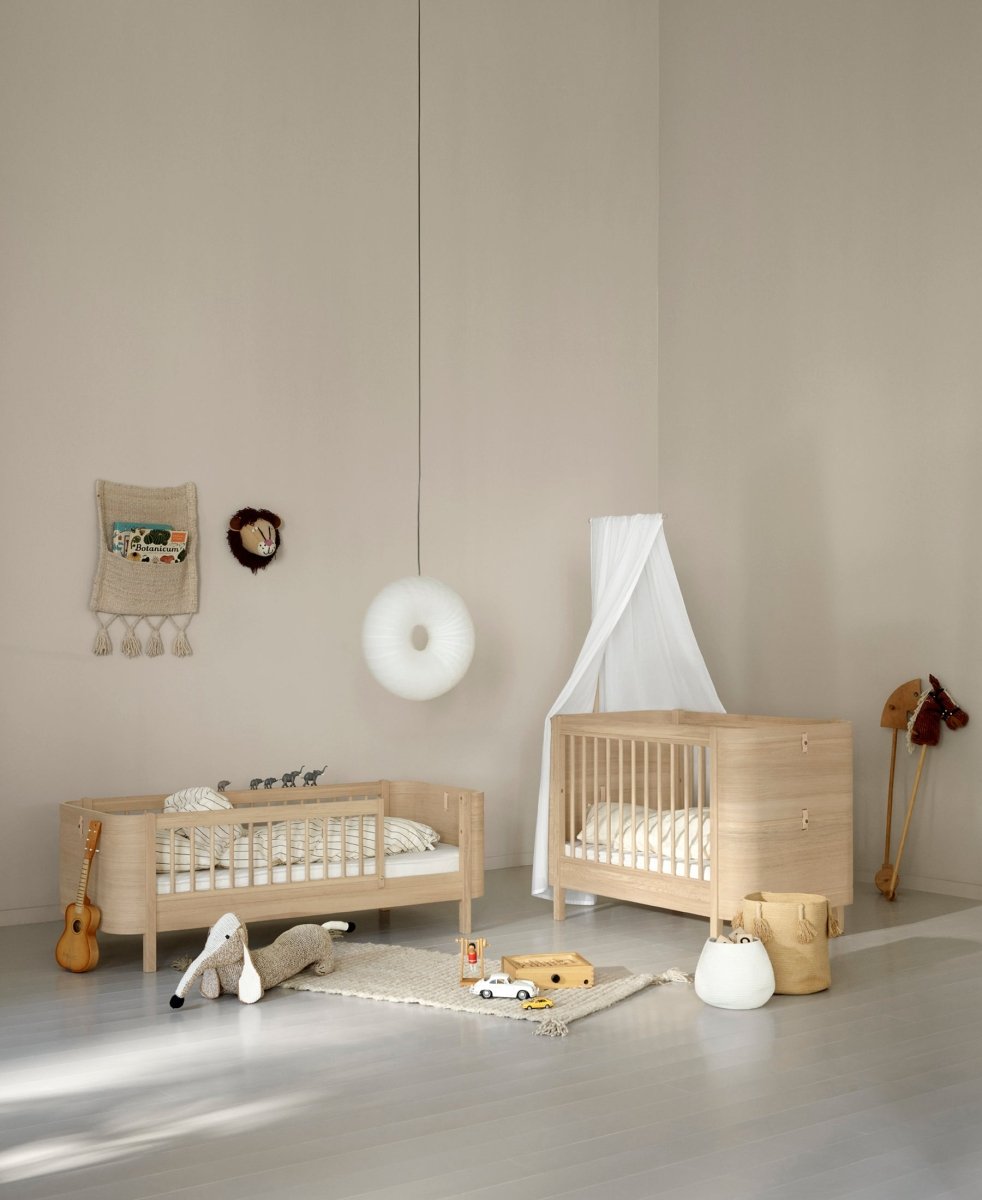 Mini+ Cot Bed Incl. Junior Kit - Oak (0-9 Years) – Cot Beds for children, available at Learning Bugs UK