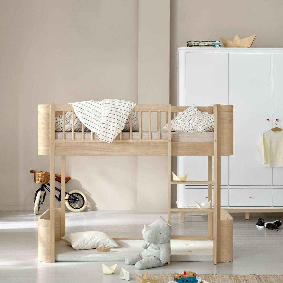 Mini+ Low Loft Bed - Oak – Loft Beds for children, available at Learning Bugs UK