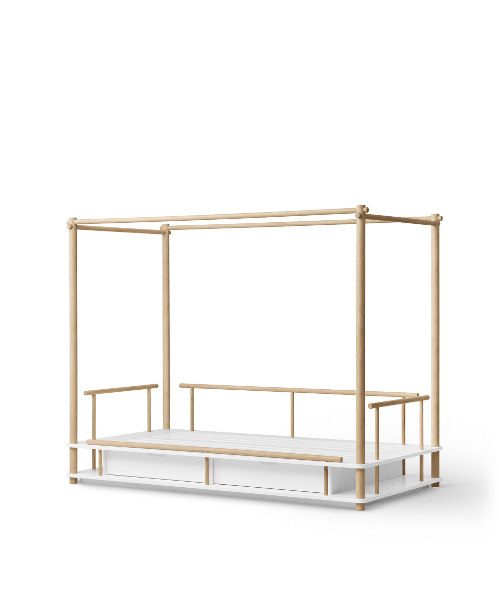 Camp Canopy Bed - White/Oak – Single Beds for children, available at Learning Bugs UK