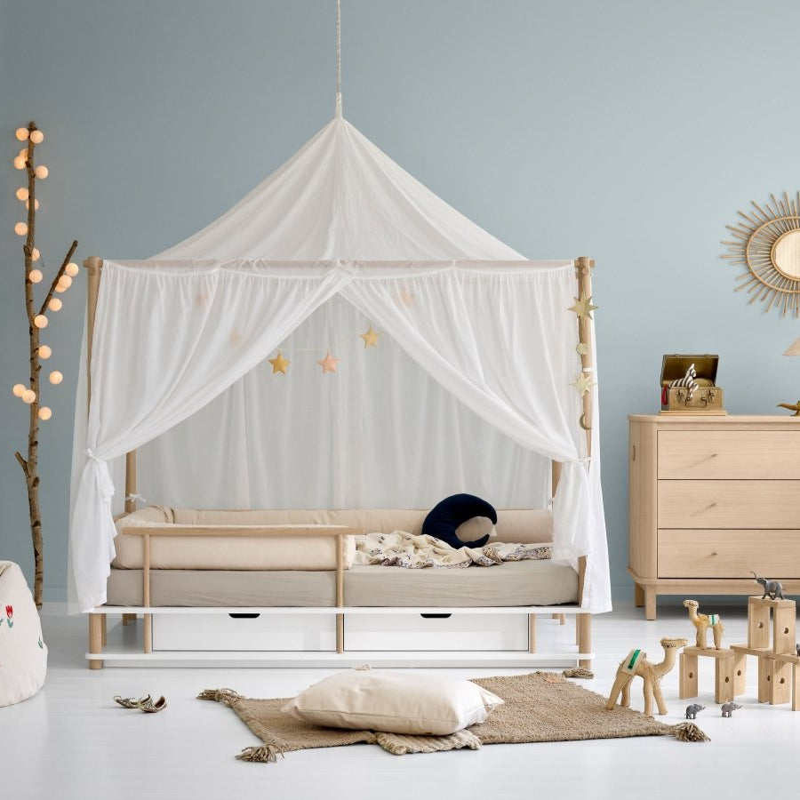 Camp Canopy Bed - White/Oak – Single Beds for children, available at Learning Bugs UK