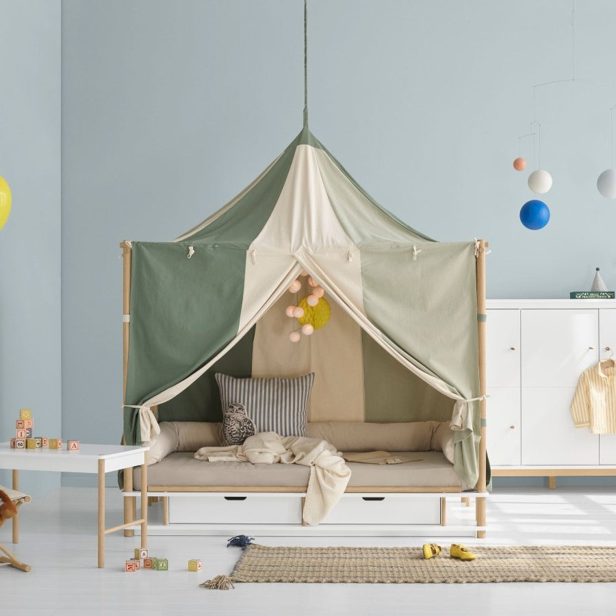 Camp Canopy Bed - White/Oak – Single Beds for children, available at Learning Bugs UK