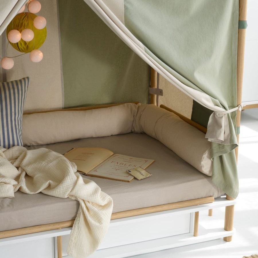 Camp Canopy Bed - White/Oak – Single Beds for children, available at Learning Bugs UK