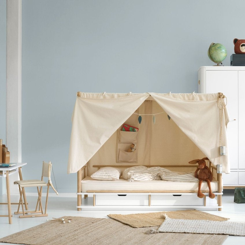 Camp Canopy Bed - White/Oak – Single Beds for children, available at Learning Bugs UK