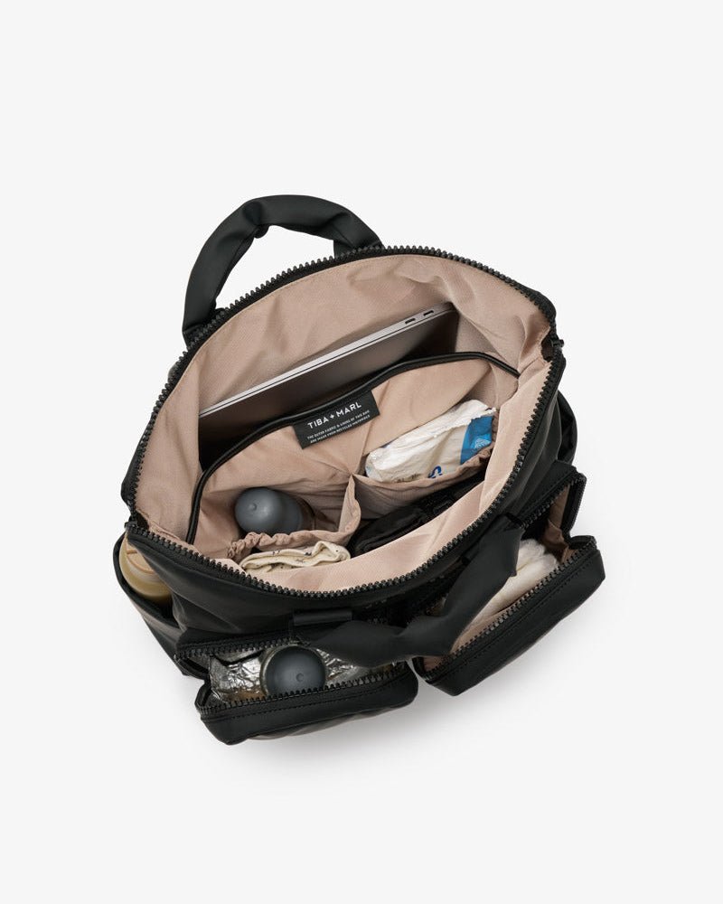 Ozzy Changing Tote / Backpack 2.0 Matte Black – Tote Bag for children, available at Learning Bugs UK
