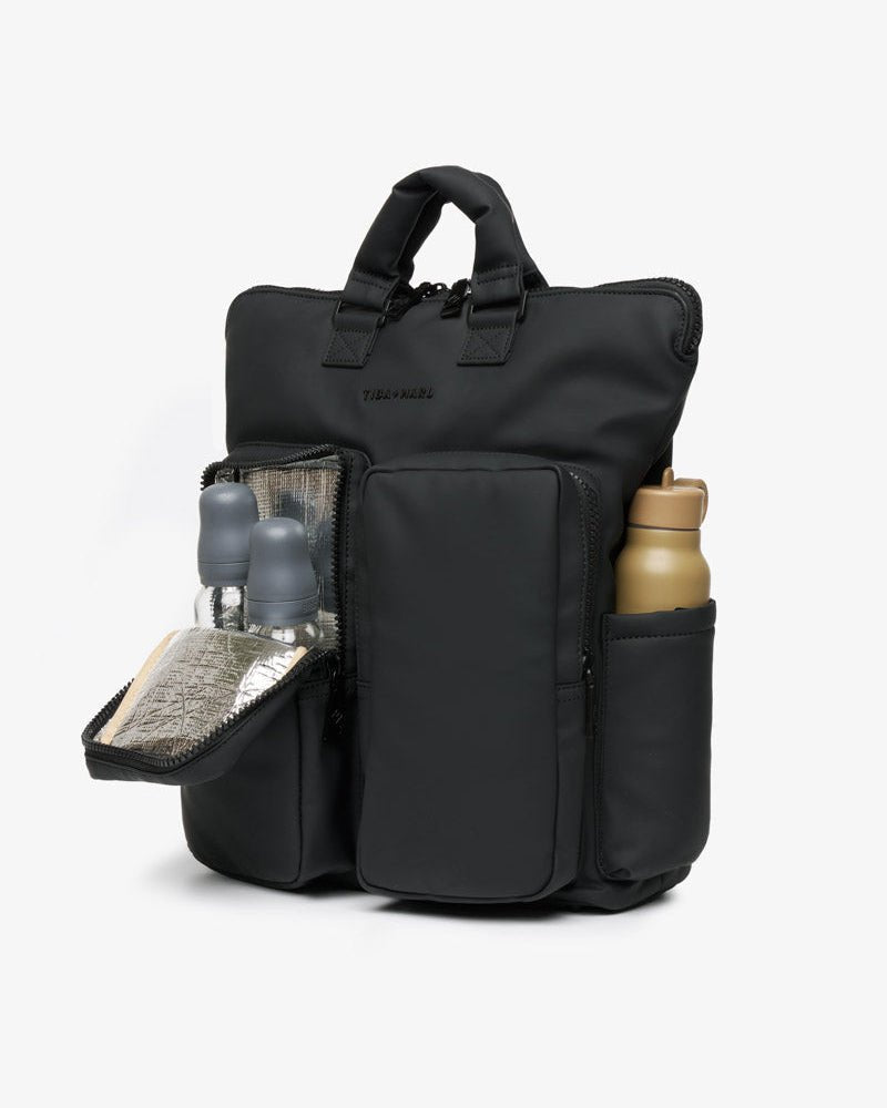 Ozzy Changing Tote / Backpack 2.0 Matte Black – Tote Bag for children, available at Learning Bugs UK