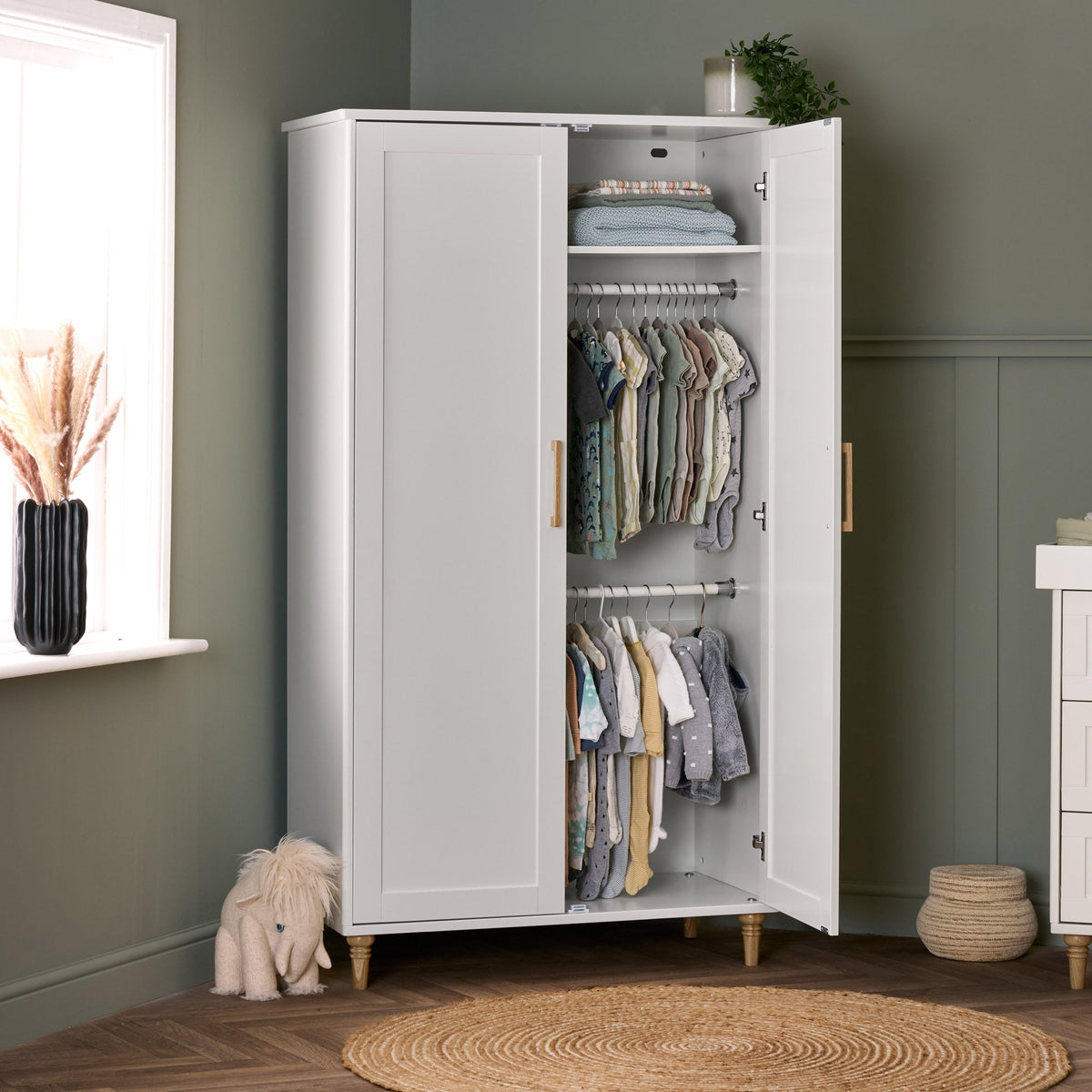 Obaby Orla Double Wardrobe - White With Oak