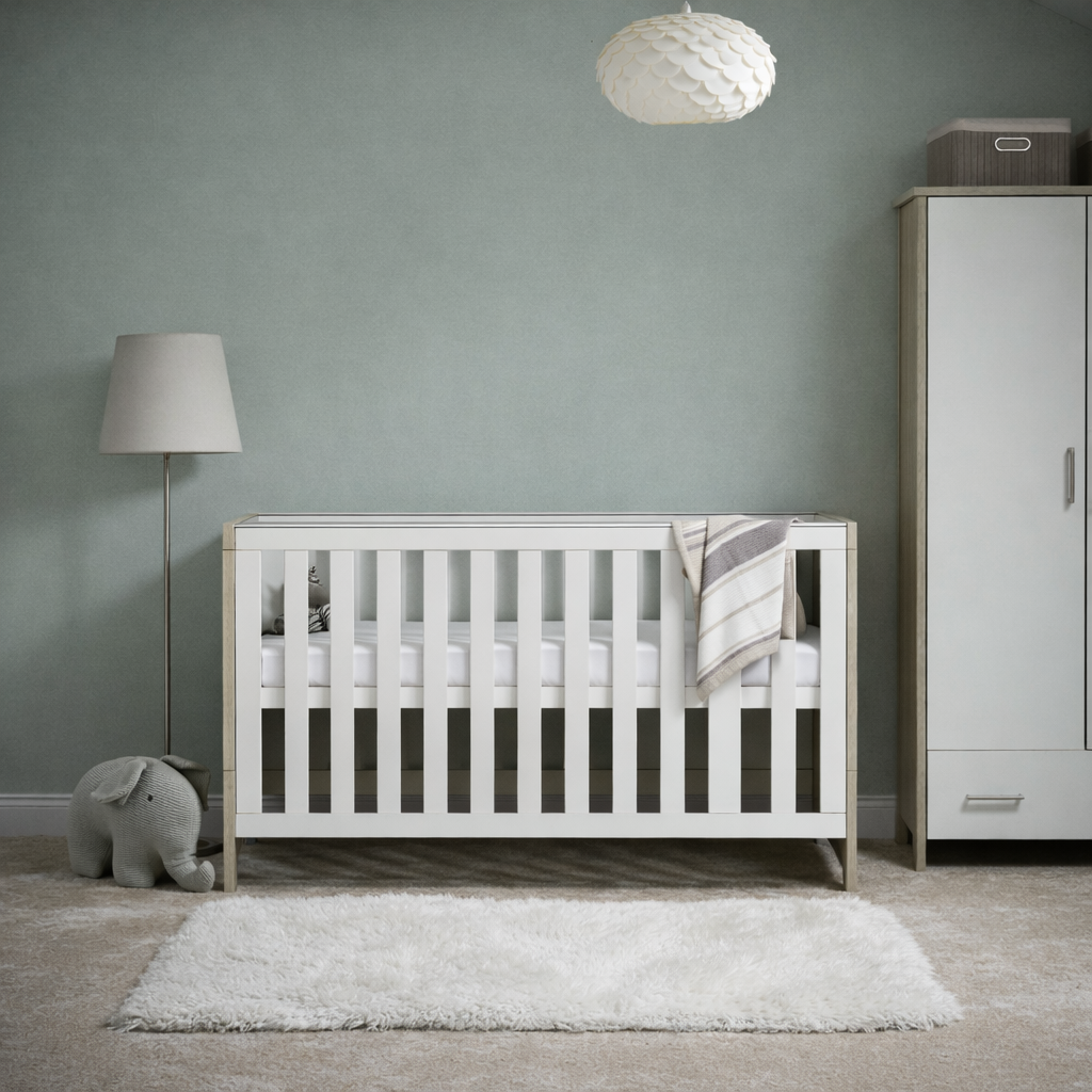 Obaby Nika Cot Bed - Grey Wash & White