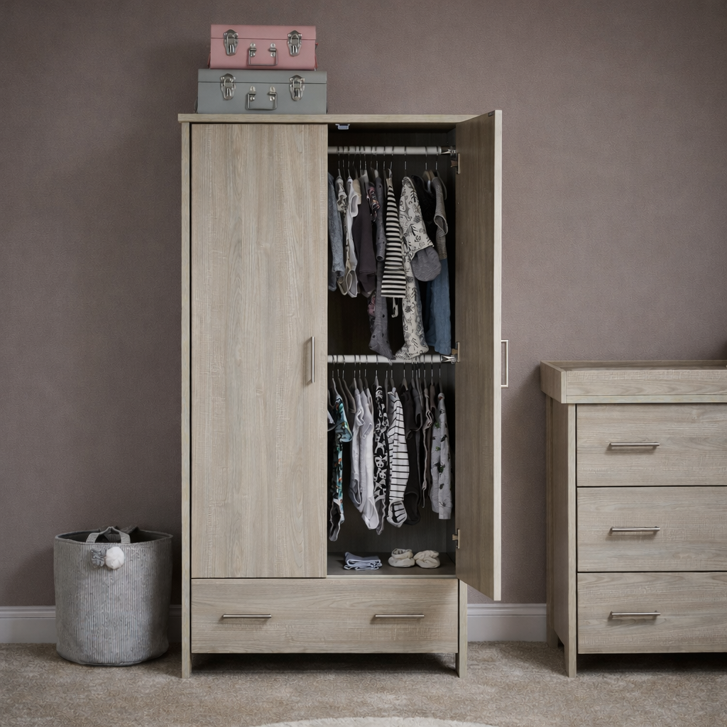 Obaby Nika Double Wardrobe - Grey Wash