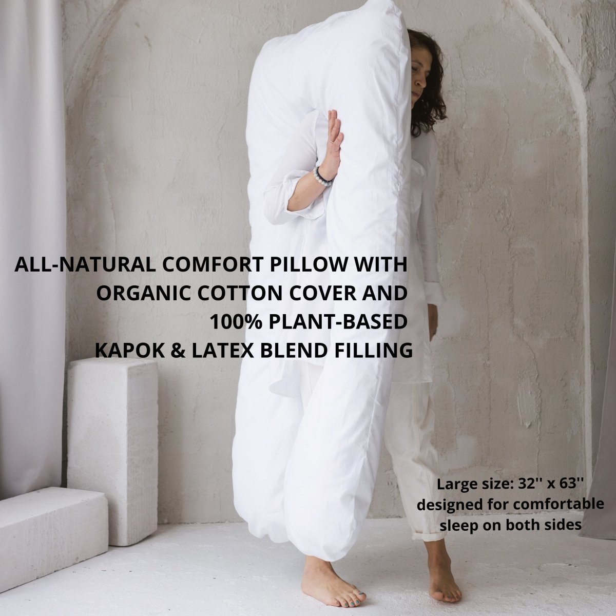 MINICAMP U-Shaped Body Pillow with Organic Cover in White | Kapok & Latex Blend or PES Filling – Body Pillows U Shaped for children, available at Learning Bugs UK