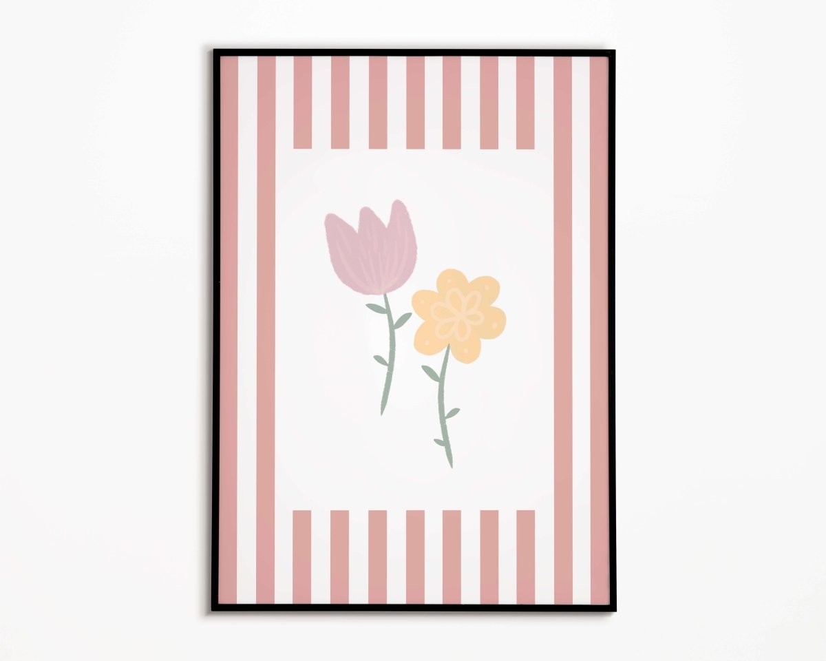 Flowers Print - Pale Red Stripes – for children, available at Learning Bugs UK