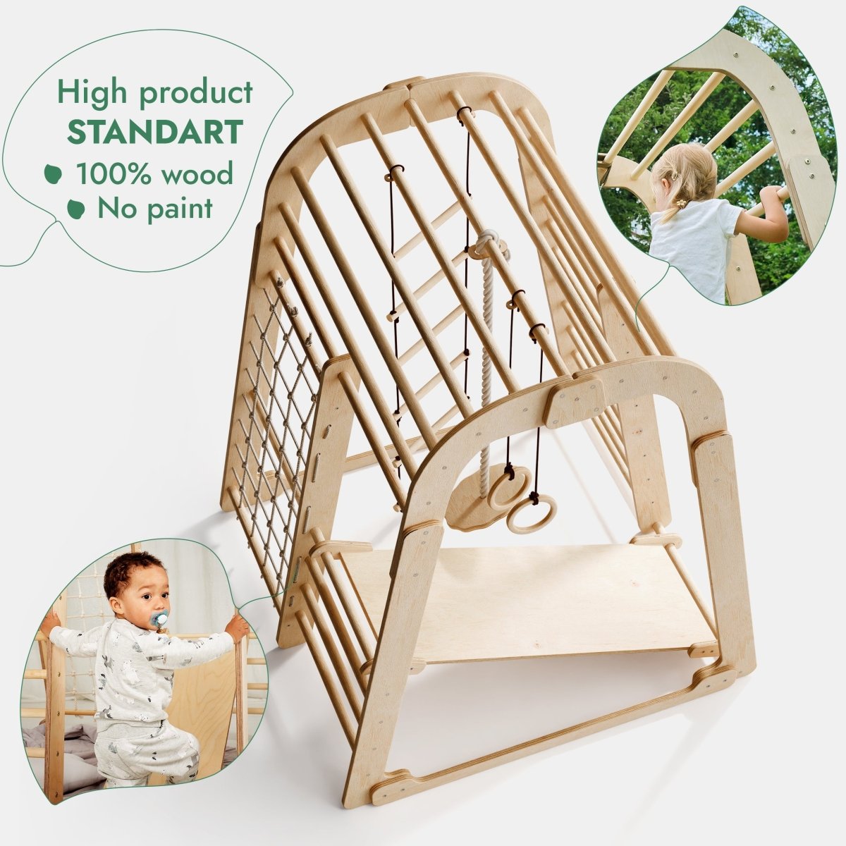 Goodevas 6 in 1 Indoor Wooden Playground (Art Set Excluded) – Climbing Frame for children, available at Learning Bugs UK