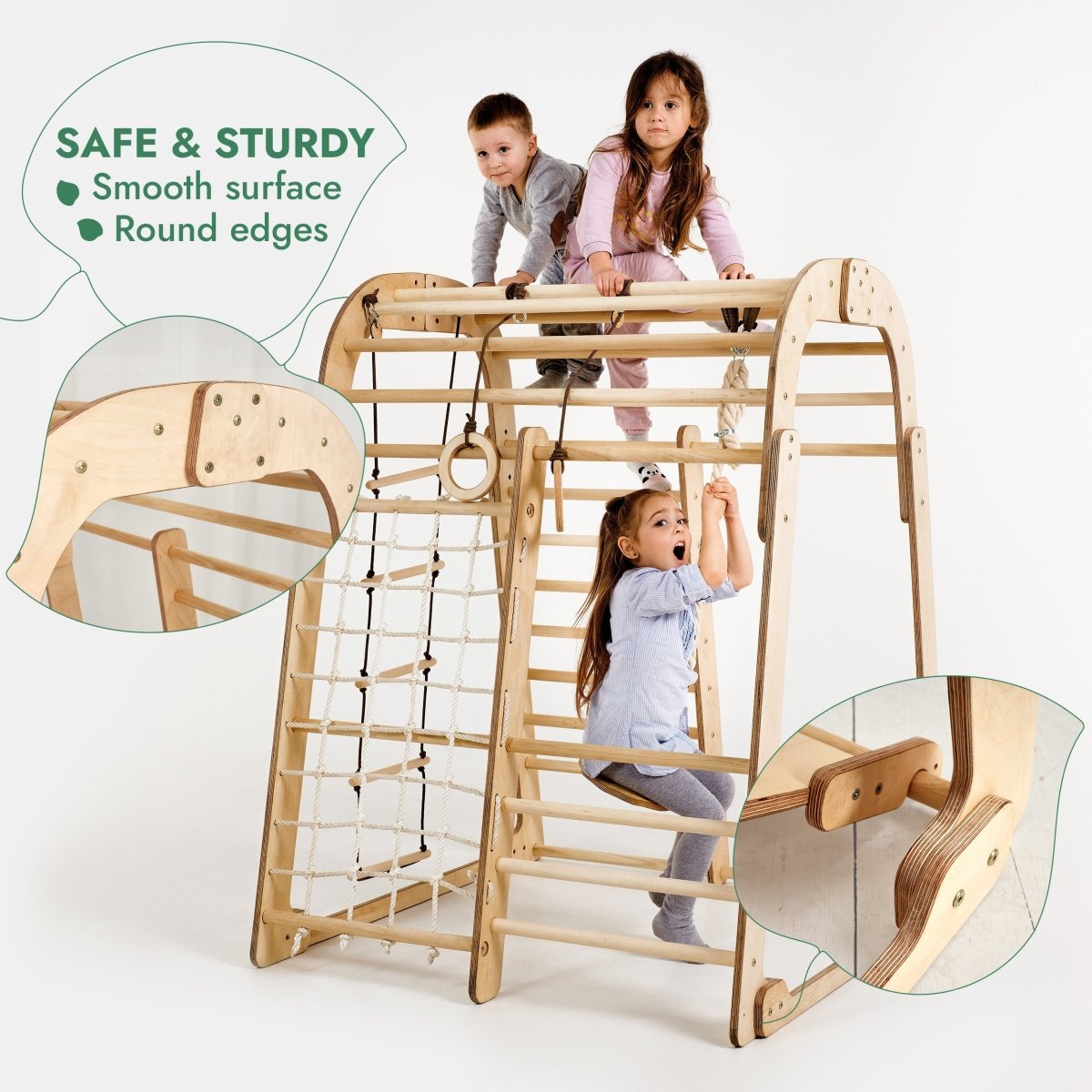 Goodevas 6 in 1 Indoor Wooden Playground (Art Set Excluded) – Climbing Frame for children, available at Learning Bugs UK
