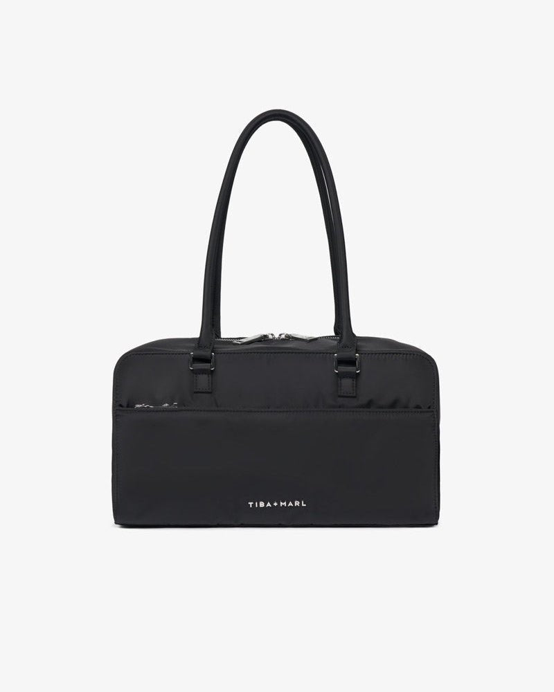 Riley Compact East-West Changing Bag Black Woven – Compact Changing Bag for children, available at Learning Bugs UK