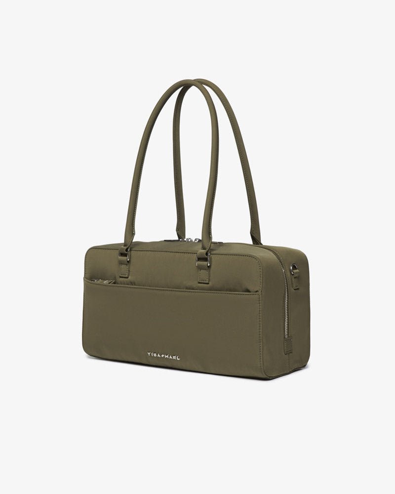 Riley Compact East-West Changing Bag Olive Woven – Compact Changing Bag for children, available at Learning Bugs UK