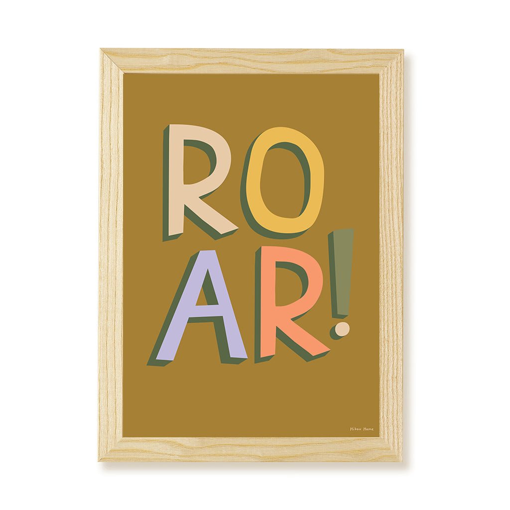 Hibou Design ROAR! Art Print - Olive – Fine art for children, available at Learning Bugs UK