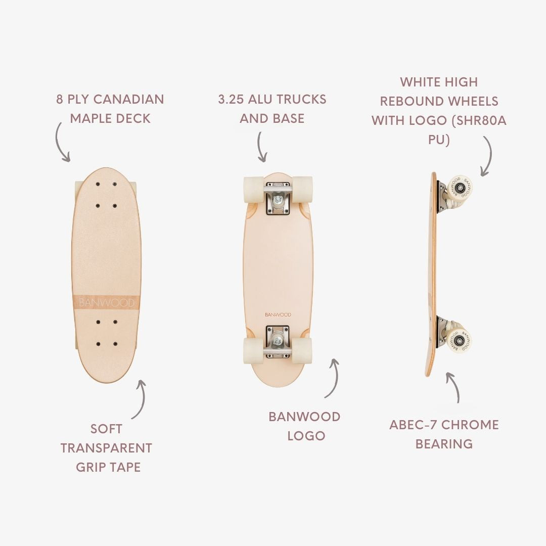 Banwood Skateboard – Kids Maple Deck Skateboard (Cream)