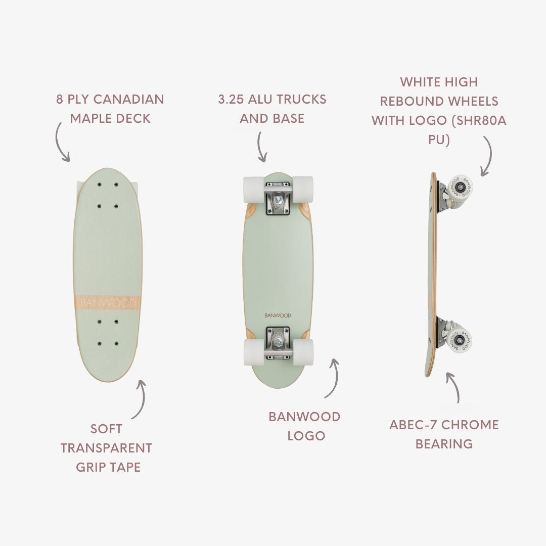 Banwood Skateboard – Kids Maple Deck Skateboard (Mint)