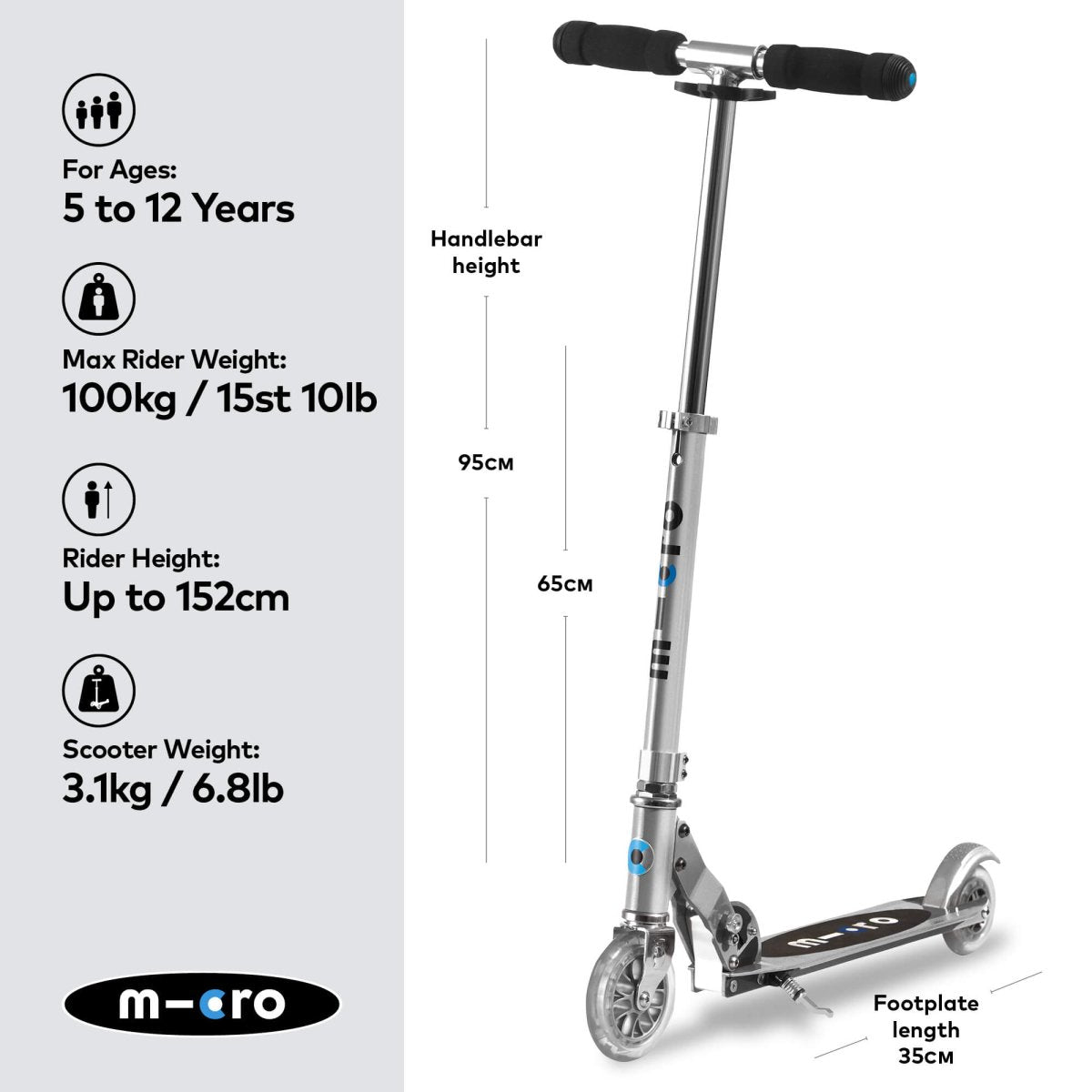 Micro Scooters Micro Sprite Scooter - Classic – Scooters for children, available at Learning Bugs UK