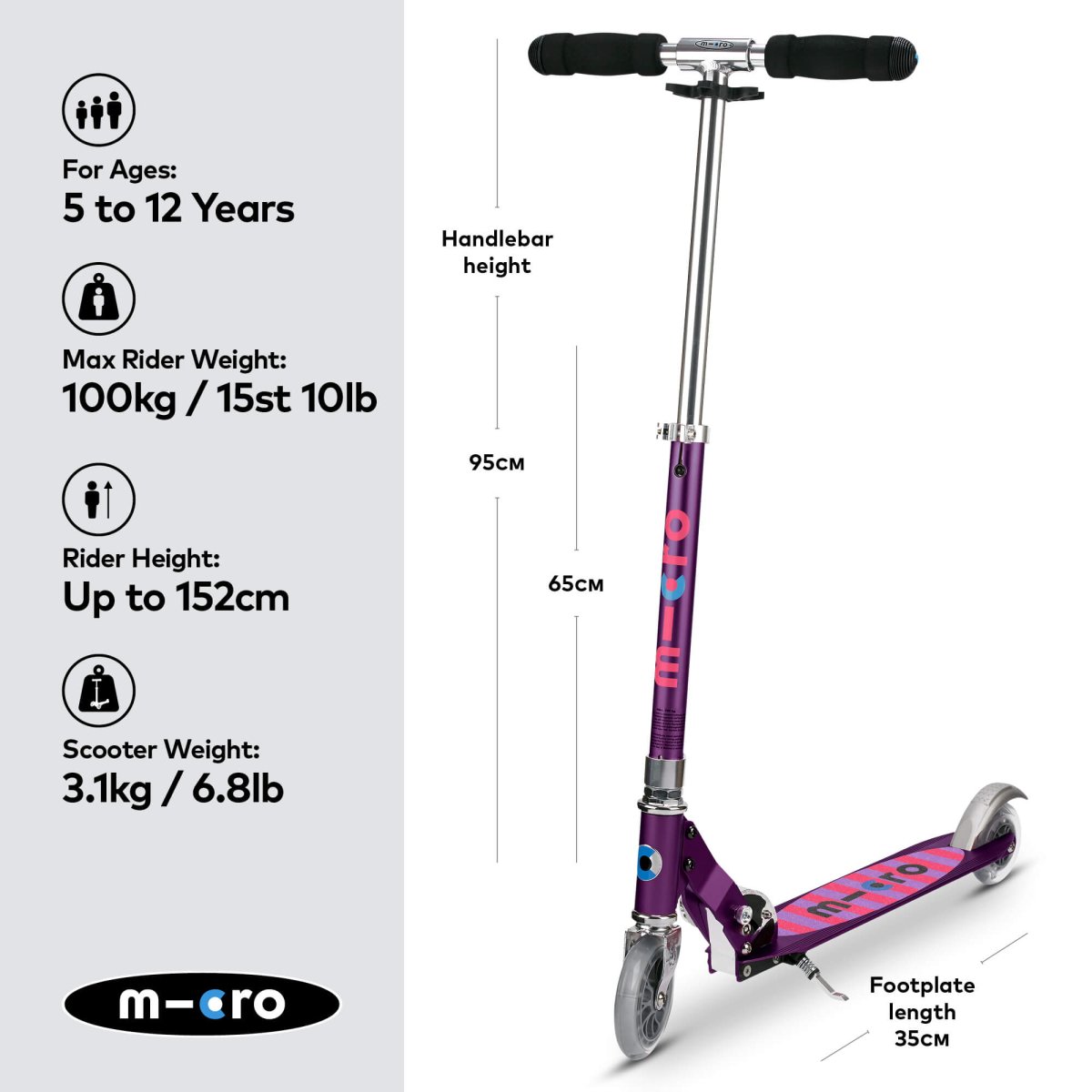 Micro Scooters Micro Sprite Scooter - Classic – Scooters for children, available at Learning Bugs UK