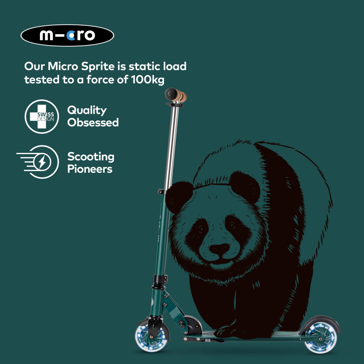 Micro Sprite ECO Scooter — Olive Green – for children, available at Learning Bugs UK