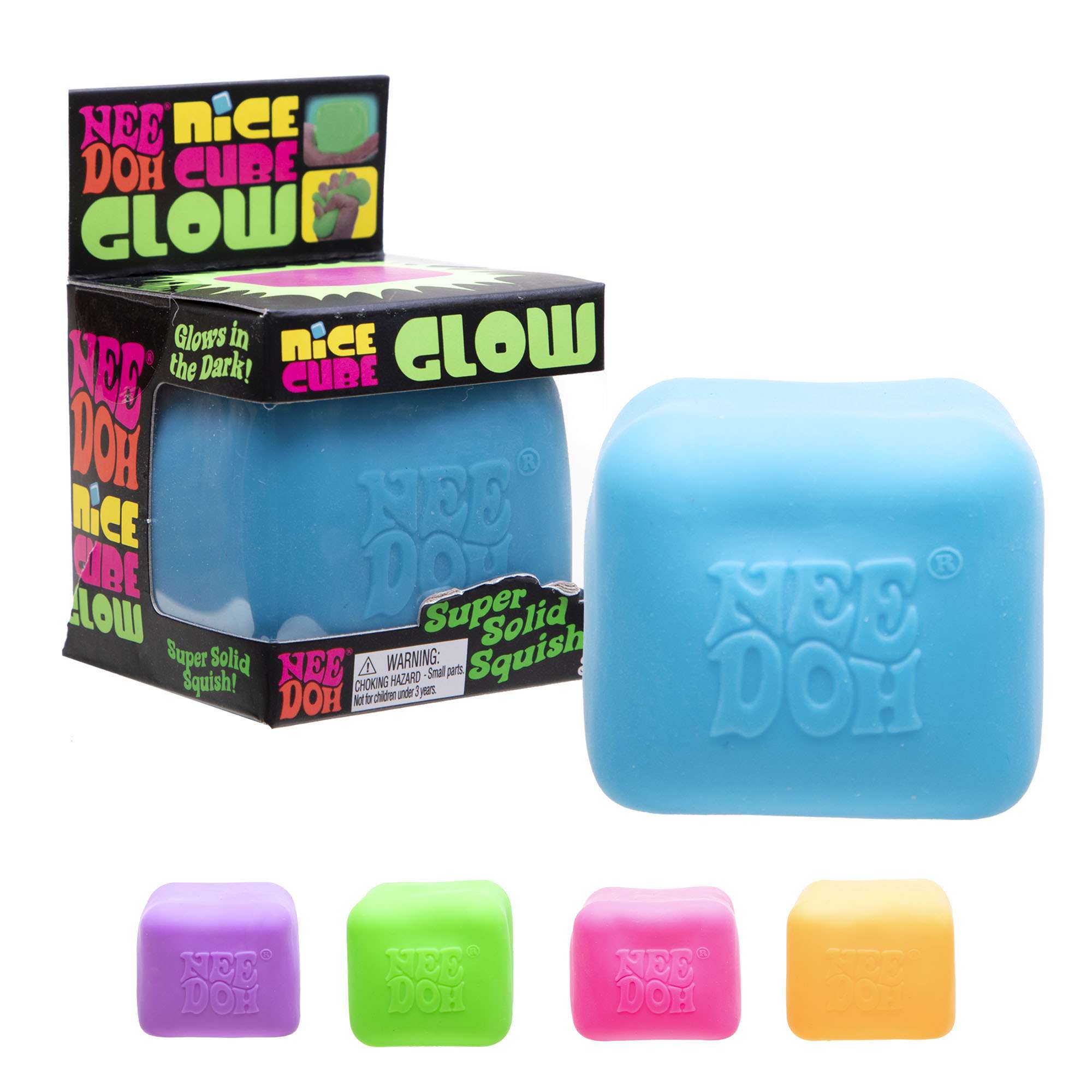 NeeDoh Nice Cube Glow – Glow in the Dark Squishy Fidget Toy