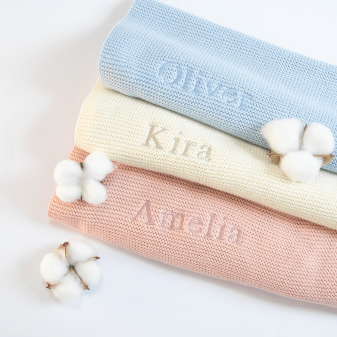 Organic Cotton New Baby Personalised Blanket – for children, available at Learning Bugs UK