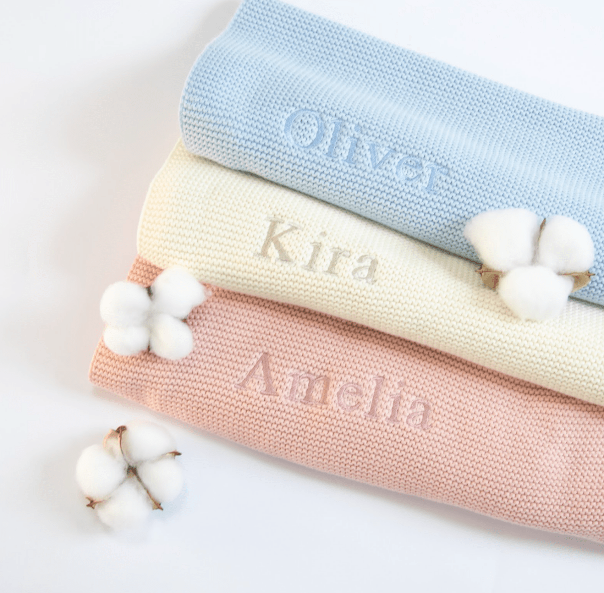 Organic Cotton New Baby Personalised Blanket – for children, available at Learning Bugs UK