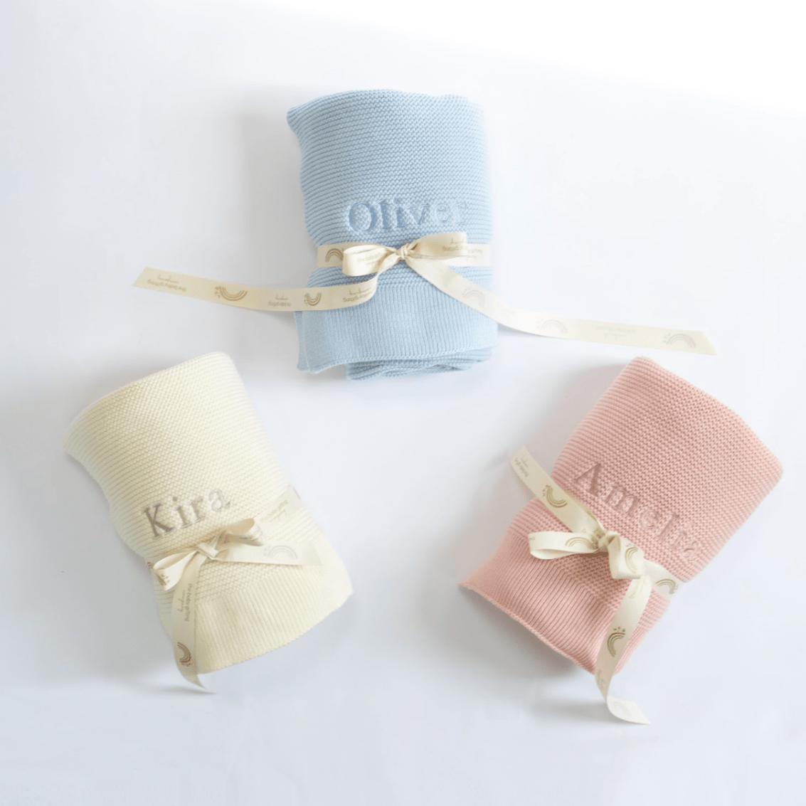 Organic Cotton New Baby Personalised Blanket – for children, available at Learning Bugs UK