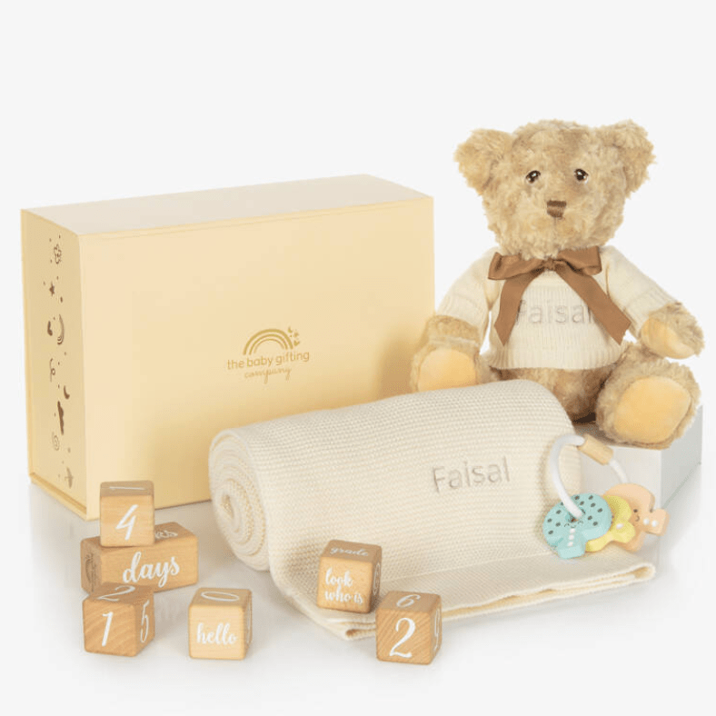 Milestone Snuggles Personalised Baby Gift Set – for children, available at Learning Bugs UK