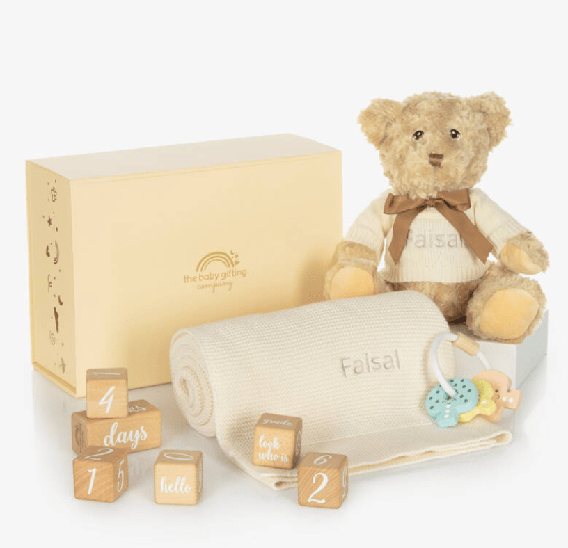 Milestone Snuggles Personalised Baby Gift Set – for children, available at Learning Bugs UK