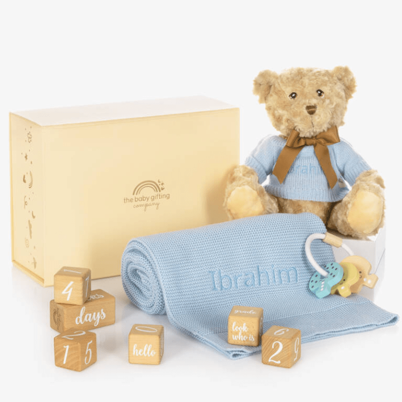 Milestone Snuggles Personalised Baby Gift Set – for children, available at Learning Bugs UK