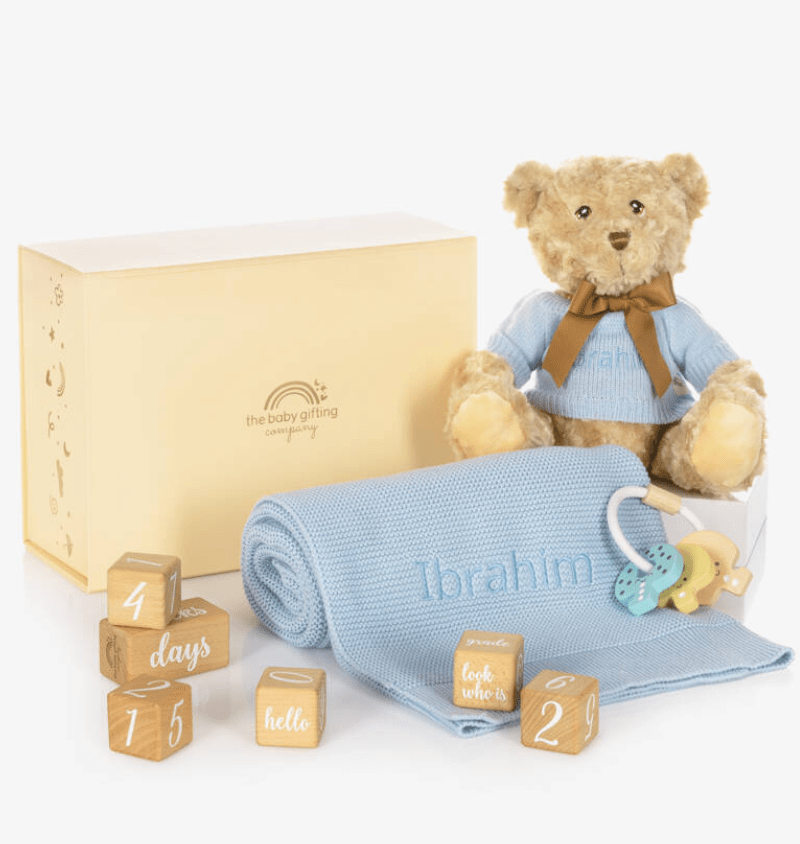 Milestone Snuggles Personalised Baby Gift Set – for children, available at Learning Bugs UK
