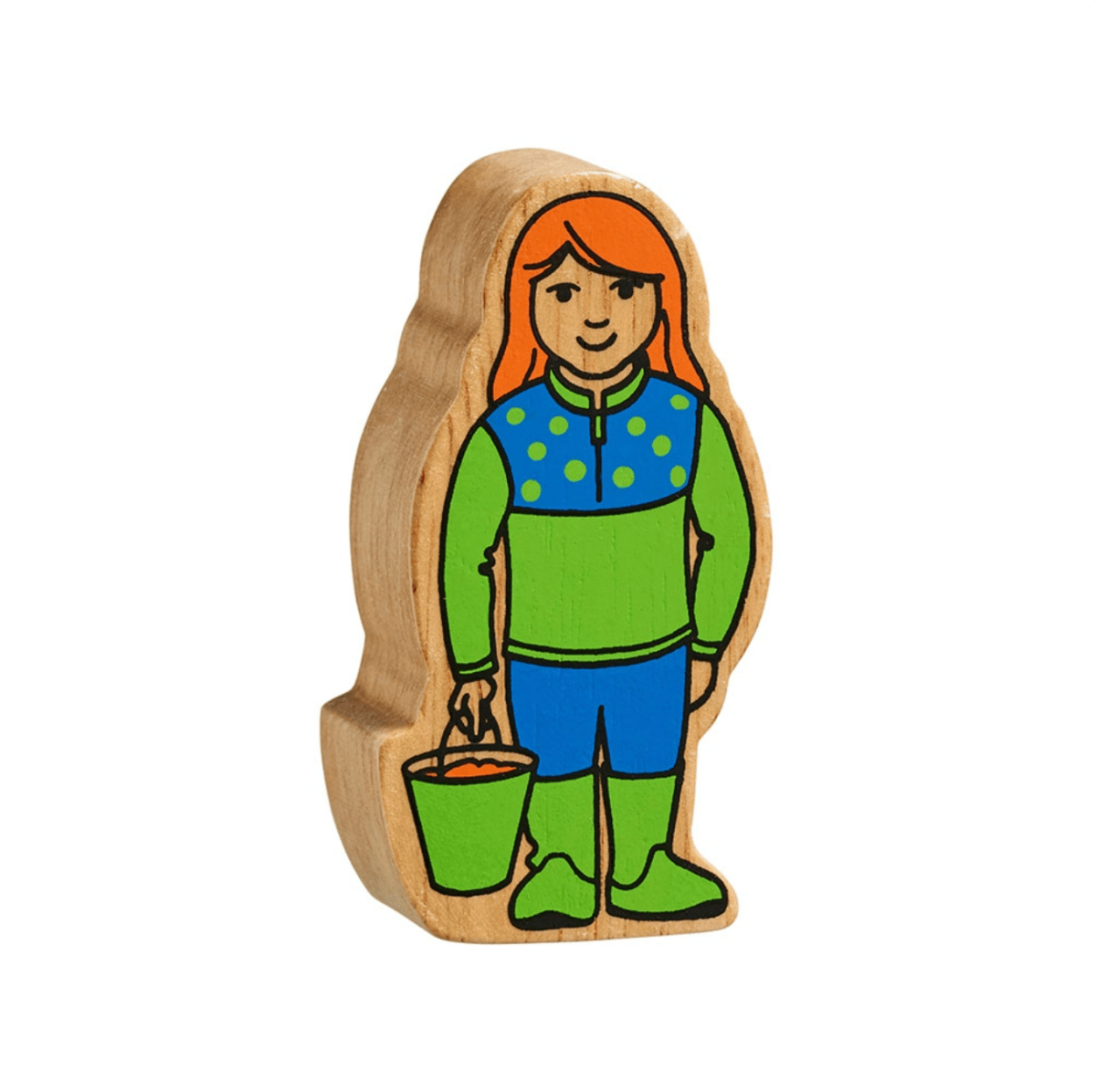 Wooden Farm Girl Figure – for children, available at Learning Bugs UK