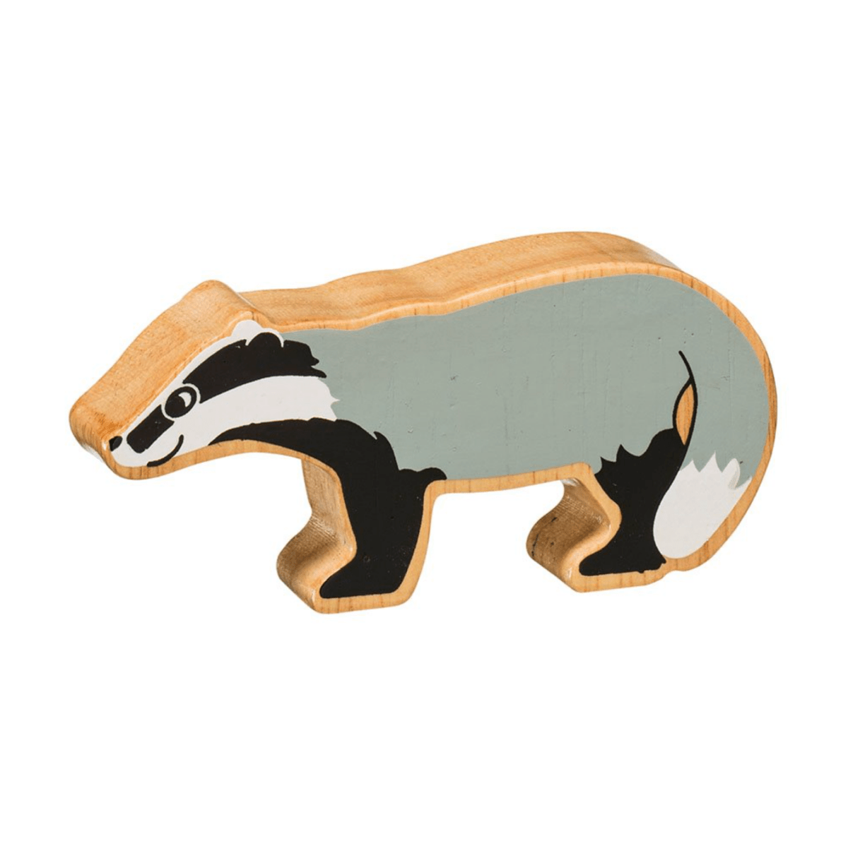 Wooden Grey Badger Figure – for children, available at Learning Bugs UK
