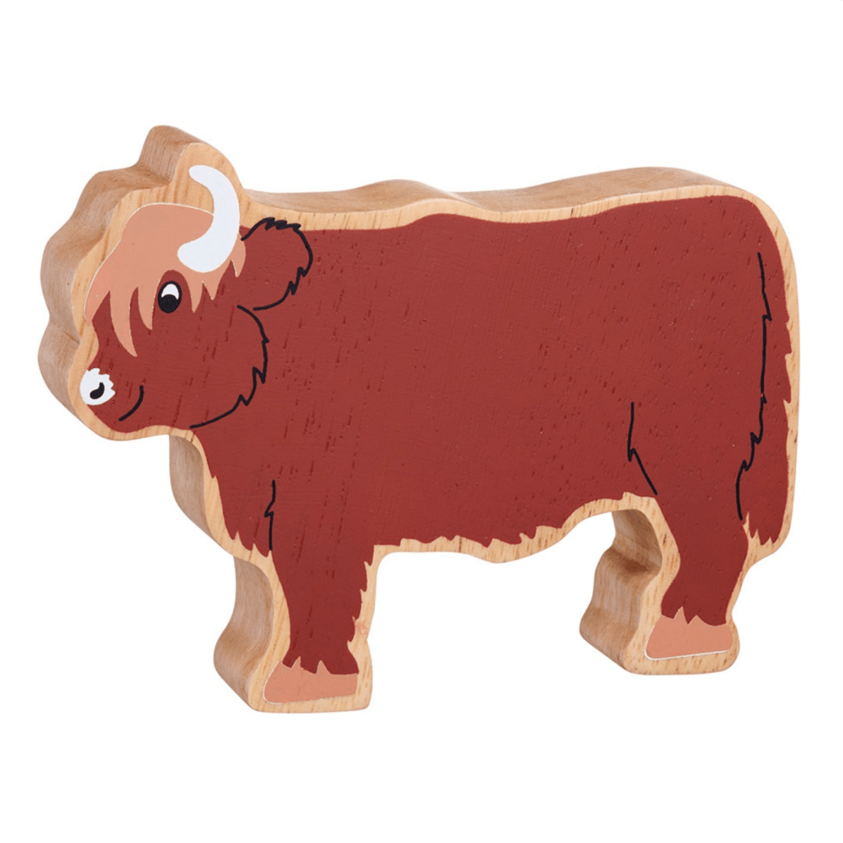 Wooden Highland Cow Figure – for children, available at Learning Bugs UK