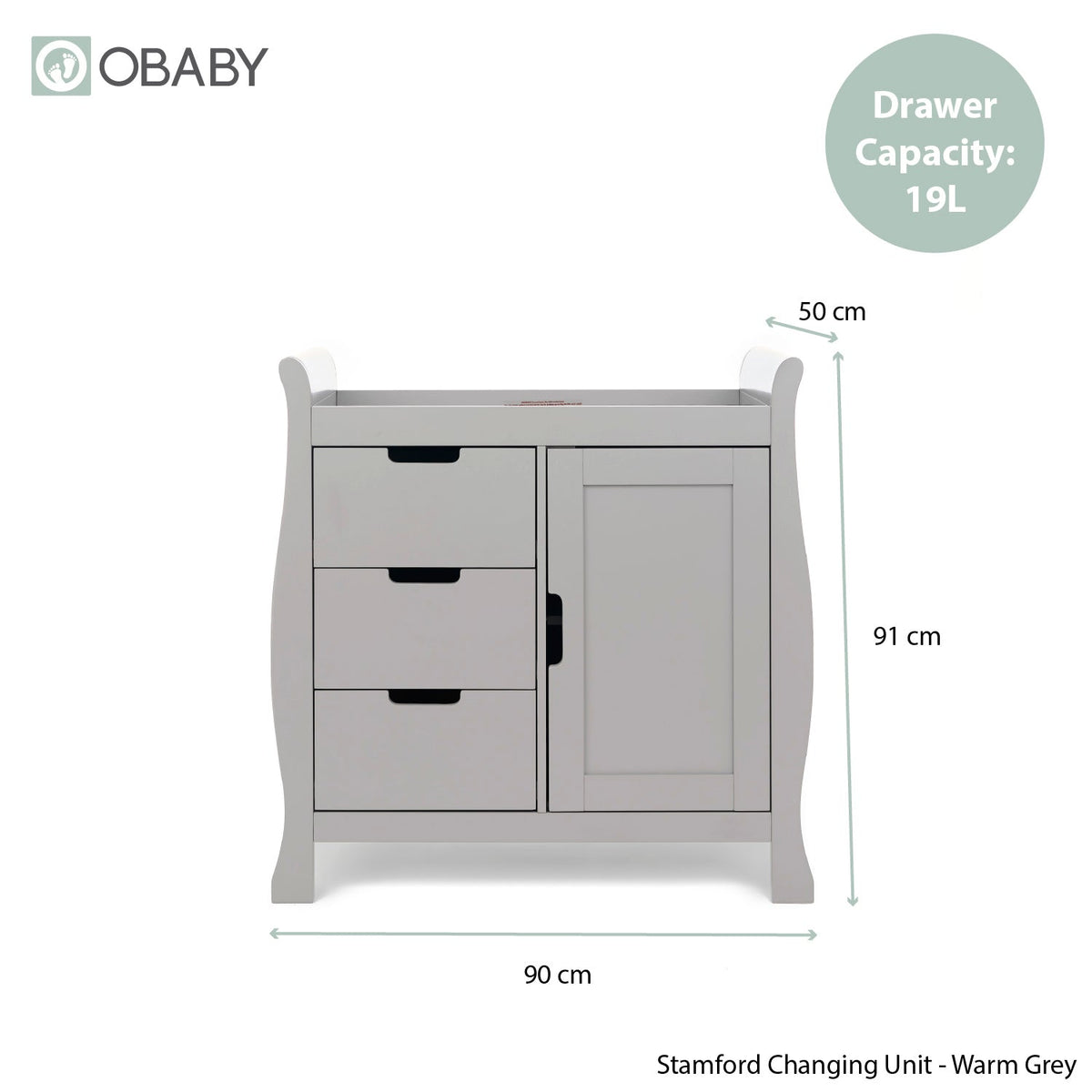 Obaby Stamford Classic Sleigh 2 Piece Room Set - Warm Grey