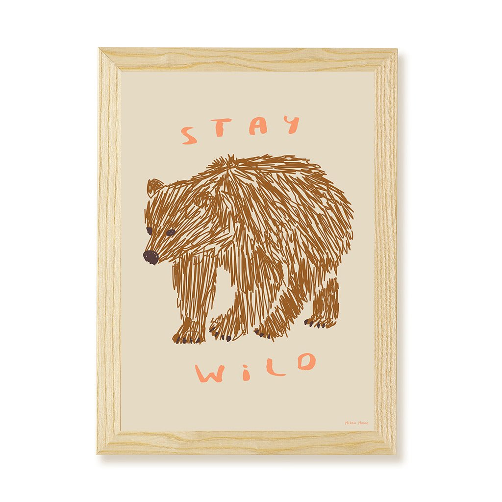 Hibou Design Stay Wild Art Print - Taupe – Fine art for children, available at Learning Bugs UK