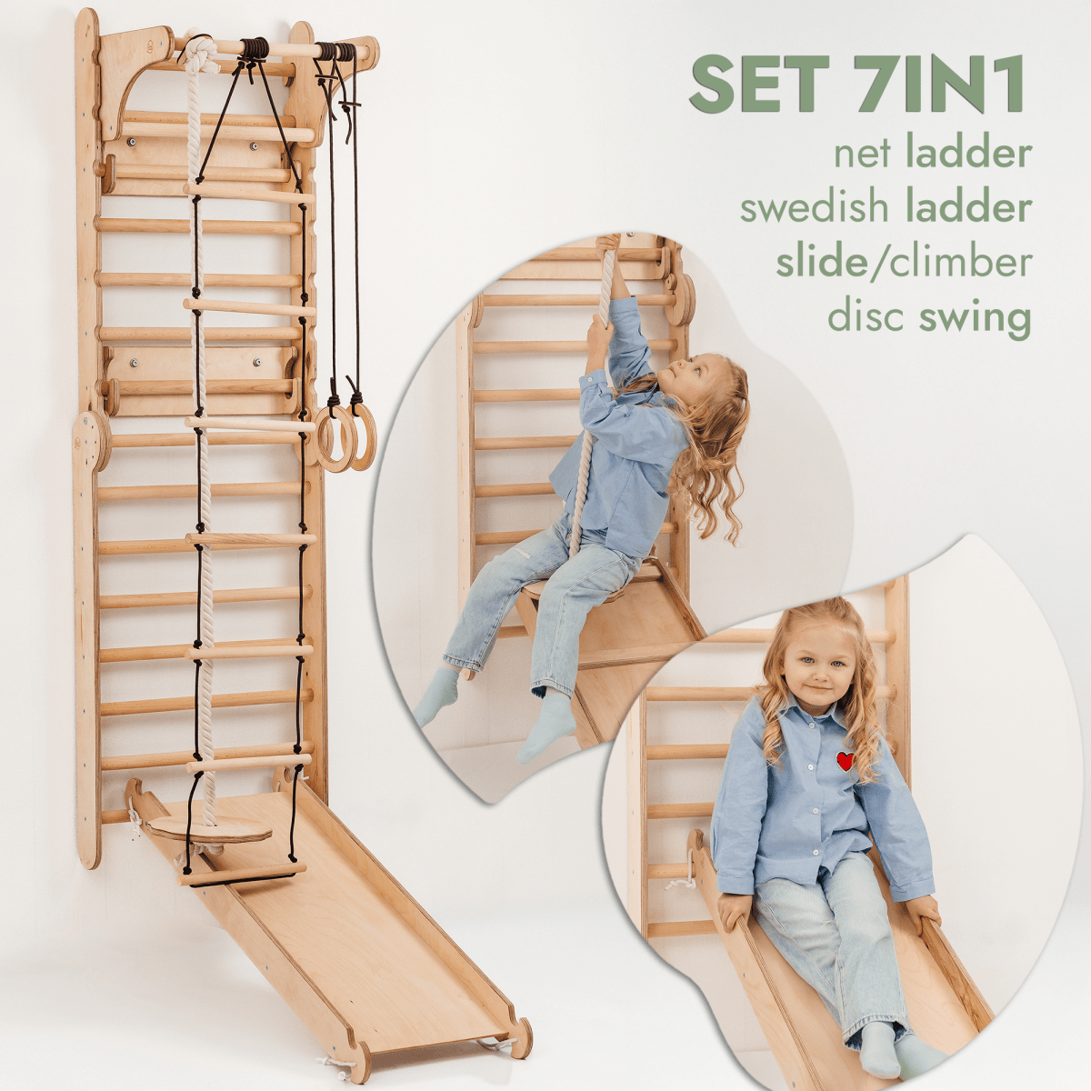 Goodevas 5 in 1 Swedish Wall Ladder Set – Swedish wall for children, available at Learning Bugs UK