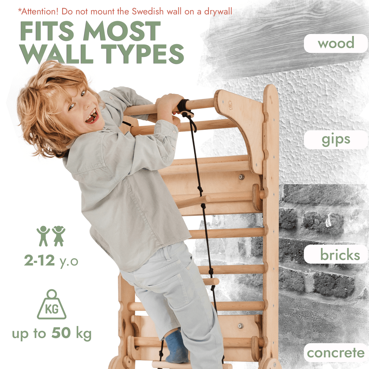 Goodevas 5 in 1 Swedish Wall Ladder Set – Swedish wall for children, available at Learning Bugs UK