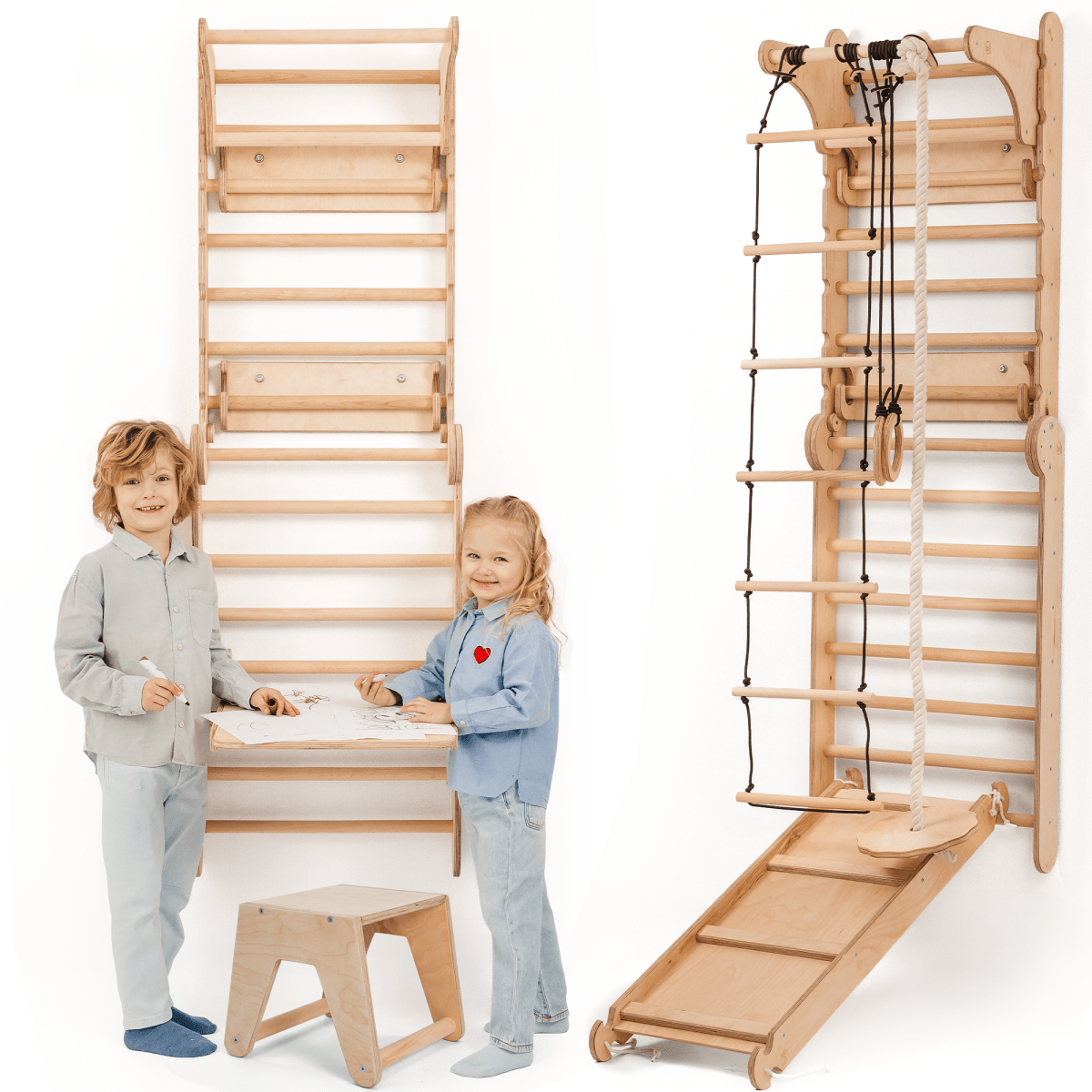Goodevas 5 in 1 Swedish Wall Ladder Set – Swedish wall for children, available at Learning Bugs UK