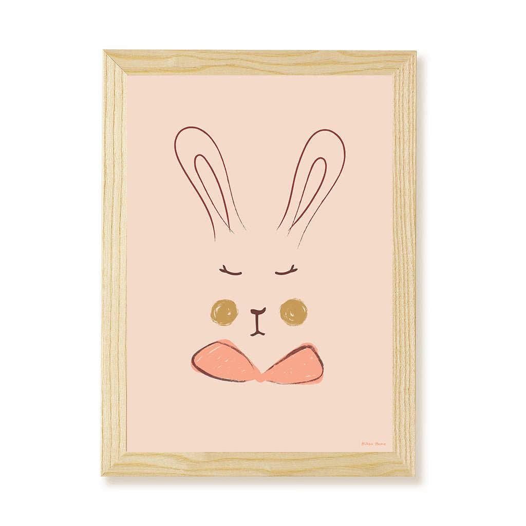 Hibou Design Sylvie Rabbit Art Print - Coral – Fine art for children, available at Learning Bugs UK