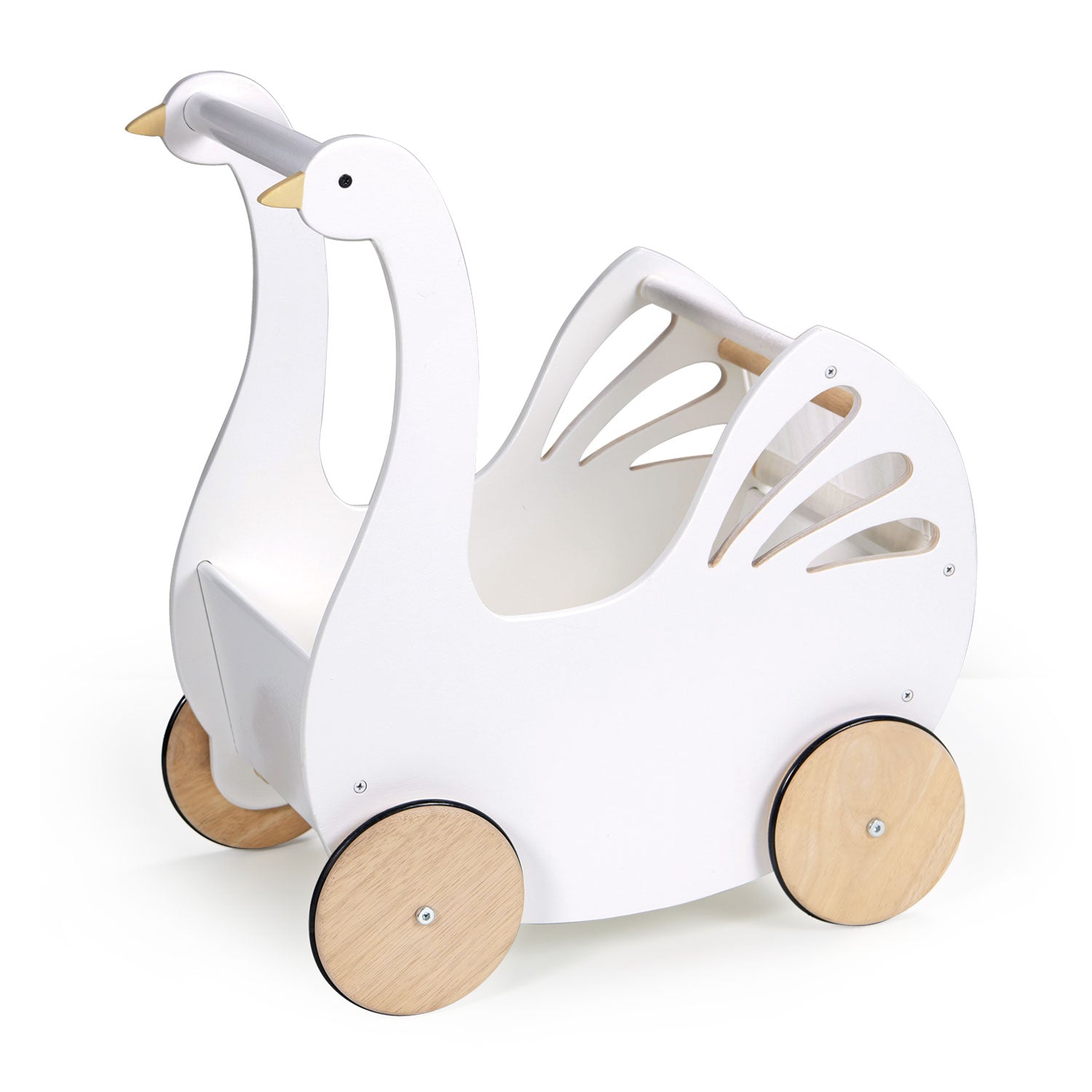 Buy Tender Leaf Sweet Swan Pram | Wooden baby doll pram for kids by Learning Bugs UK