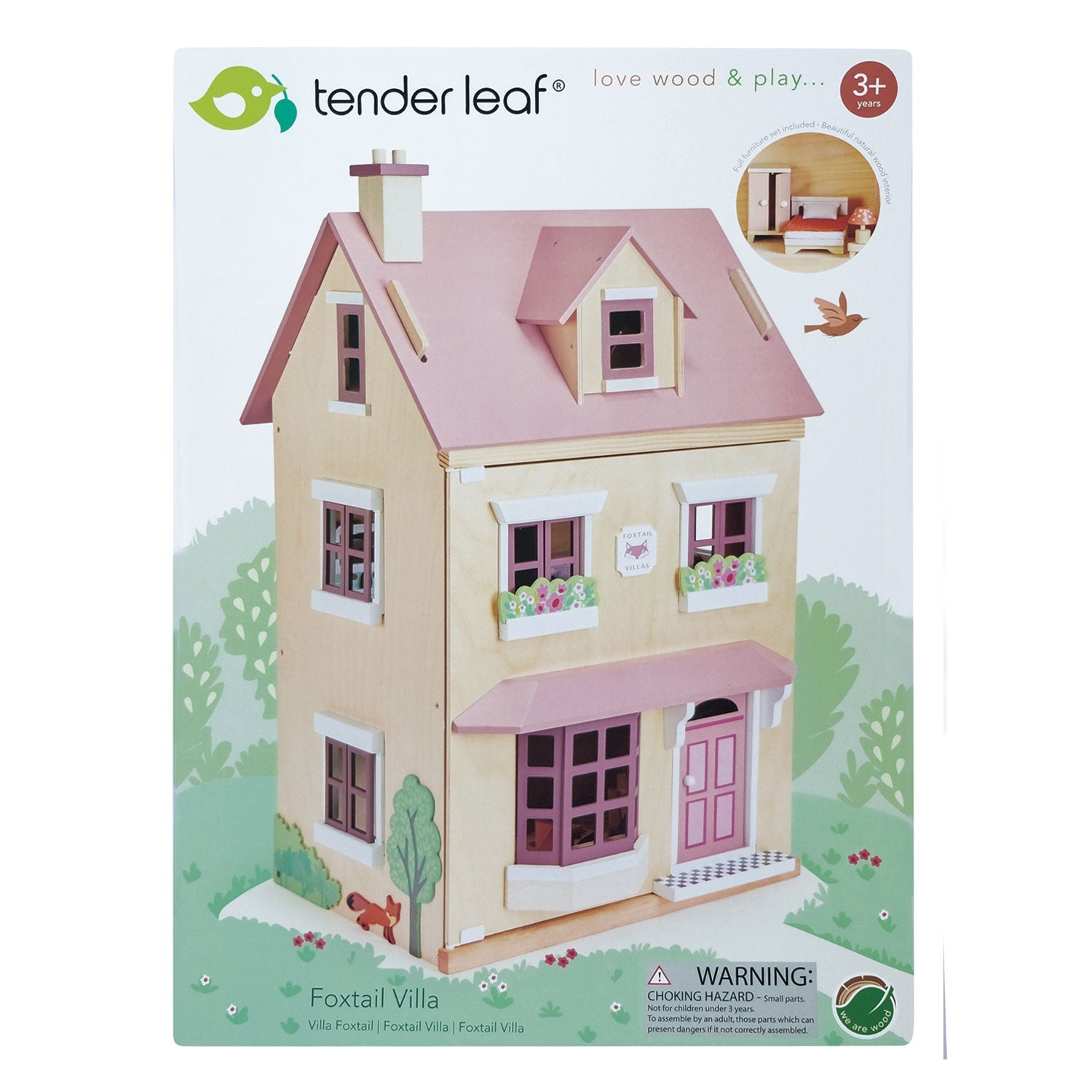 Buy Tender Leaf Foxtail Villa Doll’s House (Pink) | Wooden dolls house for kids by Learning Bugs UK