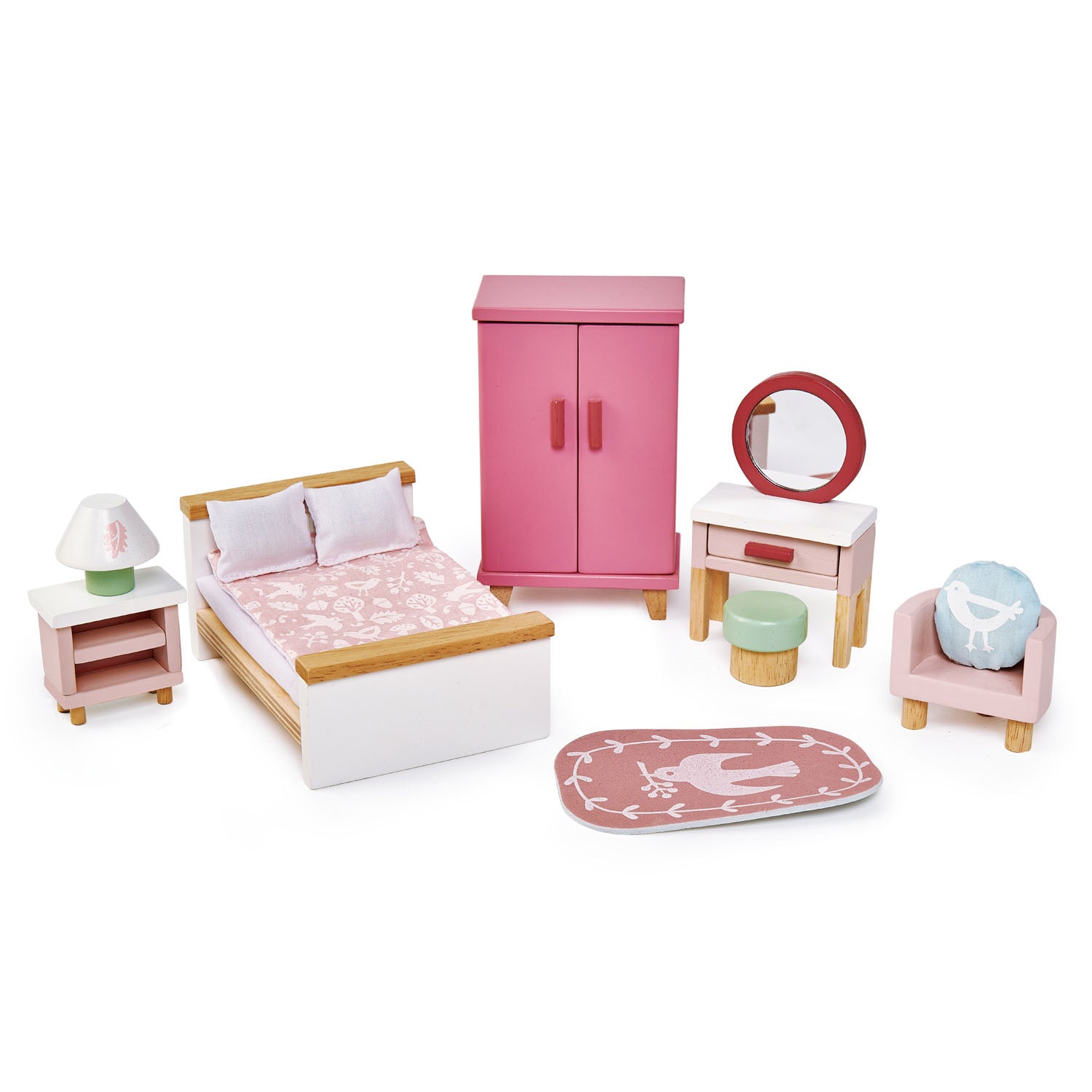 Buy Furniture Bundle (5x Room Sets: Bathroom, Bedroom, Kitchen, Sitting Room, Childrens Bedroom) | Wooden dolls house furniture bundle for kids by Learning Bugs UK