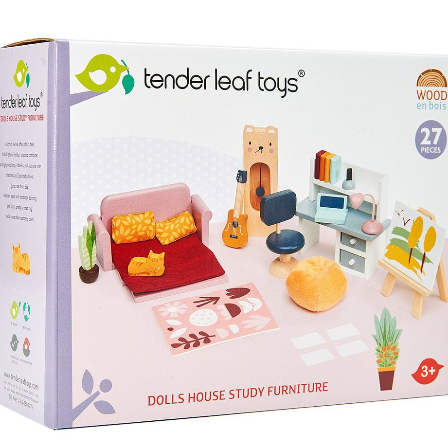 Buy Dolls House Study Furniture | Wooden dolls house furniture for kids by Learning Bugs UK