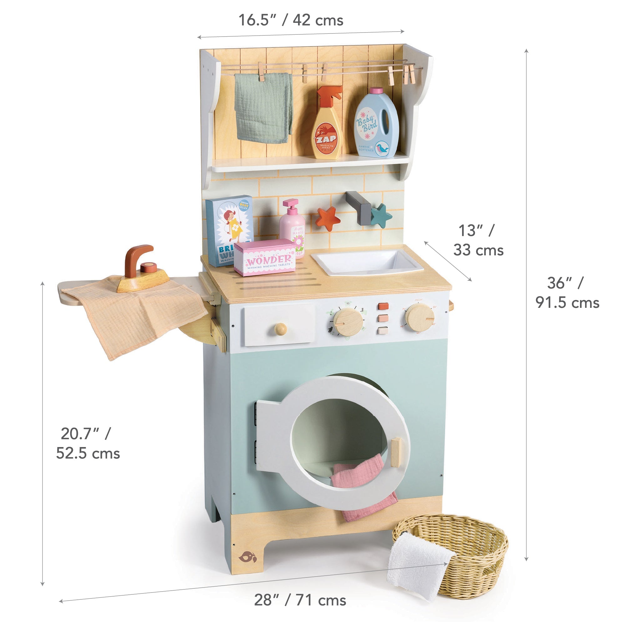 Buy Tender Leaf Laundrette Wooden Play Set | Wooden toy kitchen for kids by Learning Bugs UK