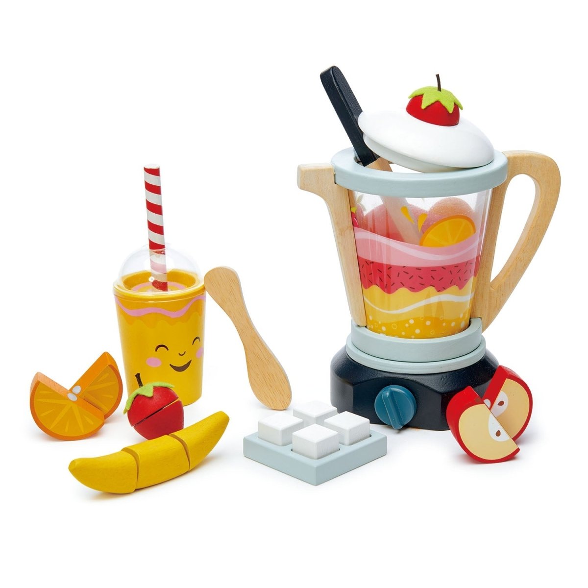 Fruity Blender – Wooden toy smoothie maker for children, available at Learning Bugs UK